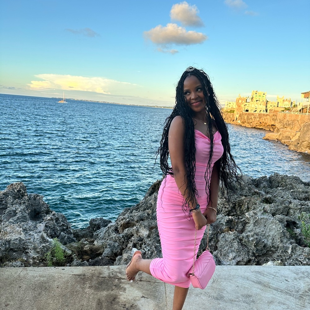 Elegant Pink Ruched Dress